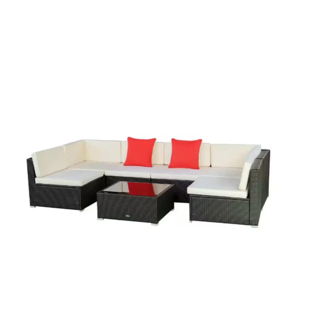 Tozey Outdoor Patio Sofa Sectional Set Weatherproof PE Rattan