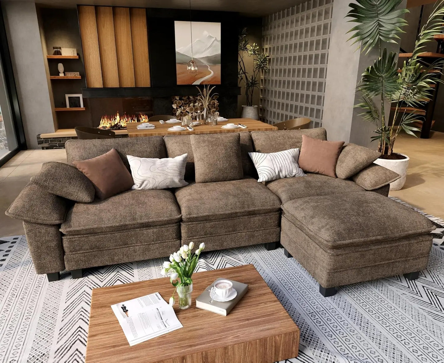 XIAOLANG L Shaped Modular Cloud Couch Upholstered Sectional