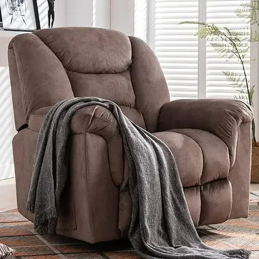 Oversized Leather Swivel Rocker Recliner Chair For Living Room