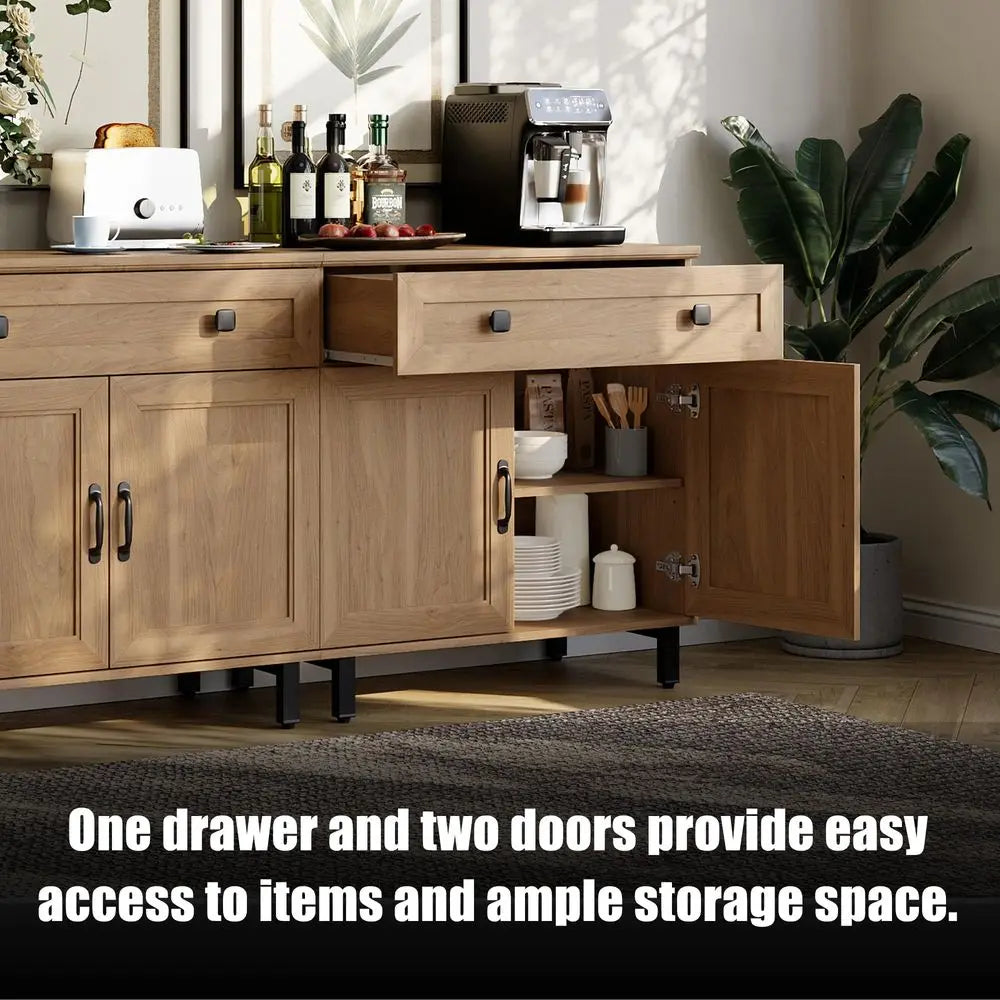 Modern 3-In-1 Buffet Cabinet With Doors And Drawers Coffee Bar