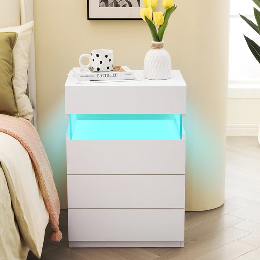 Cubehom LED Nightstand With Four Drawers And Ambient Lights