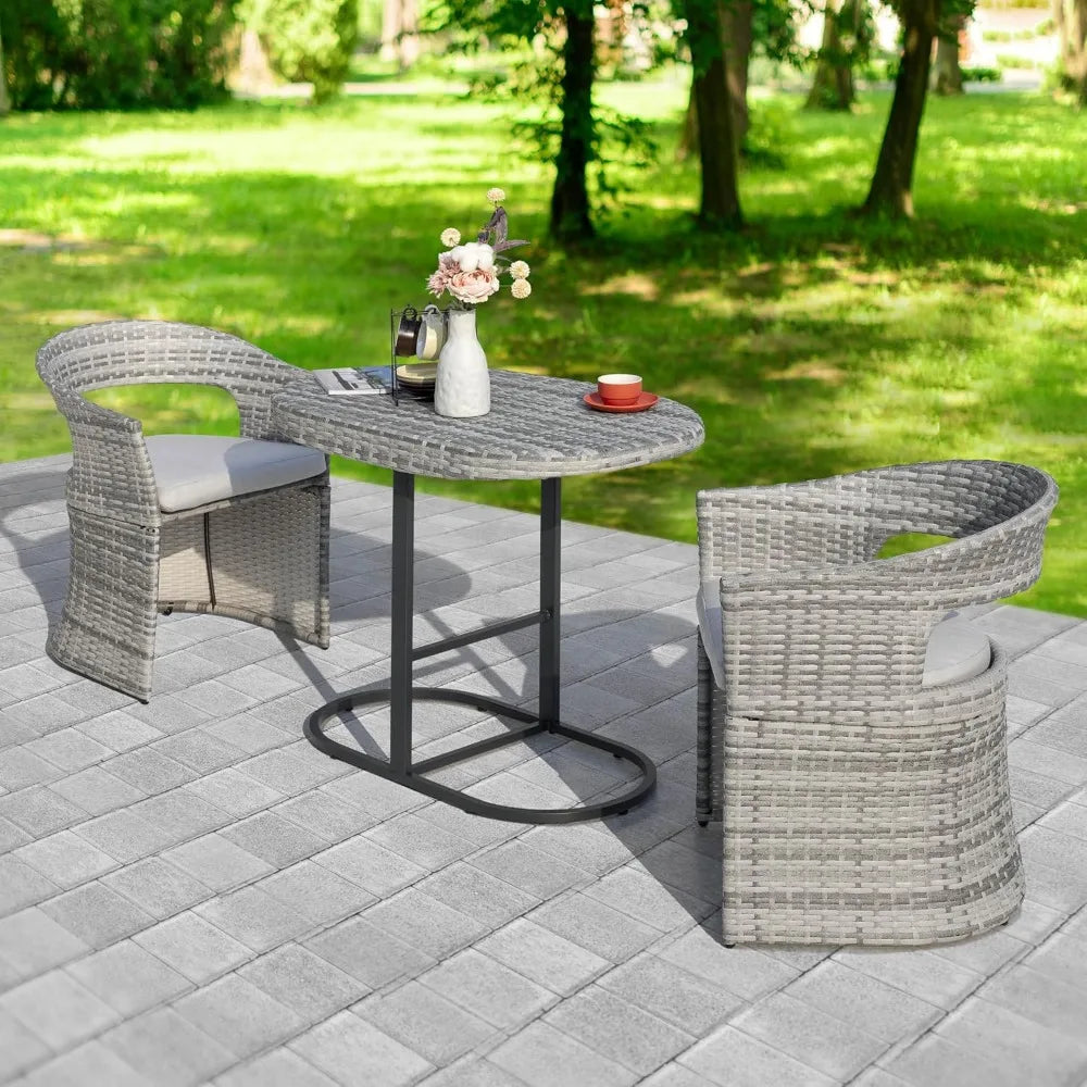 Outdoor Patio Bistro Set 3-Piece Iron Table And 2 Chairs