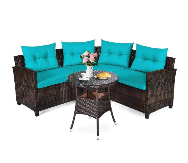 Tozey Outdoor Patio Sofa Sectional Set Weatherproof PE Rattan