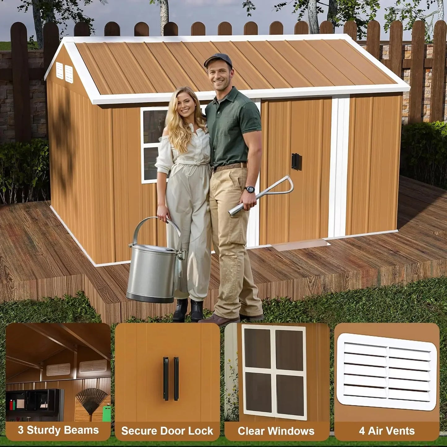 Metal Outdoor Storage Shed With Windows And Ventilation