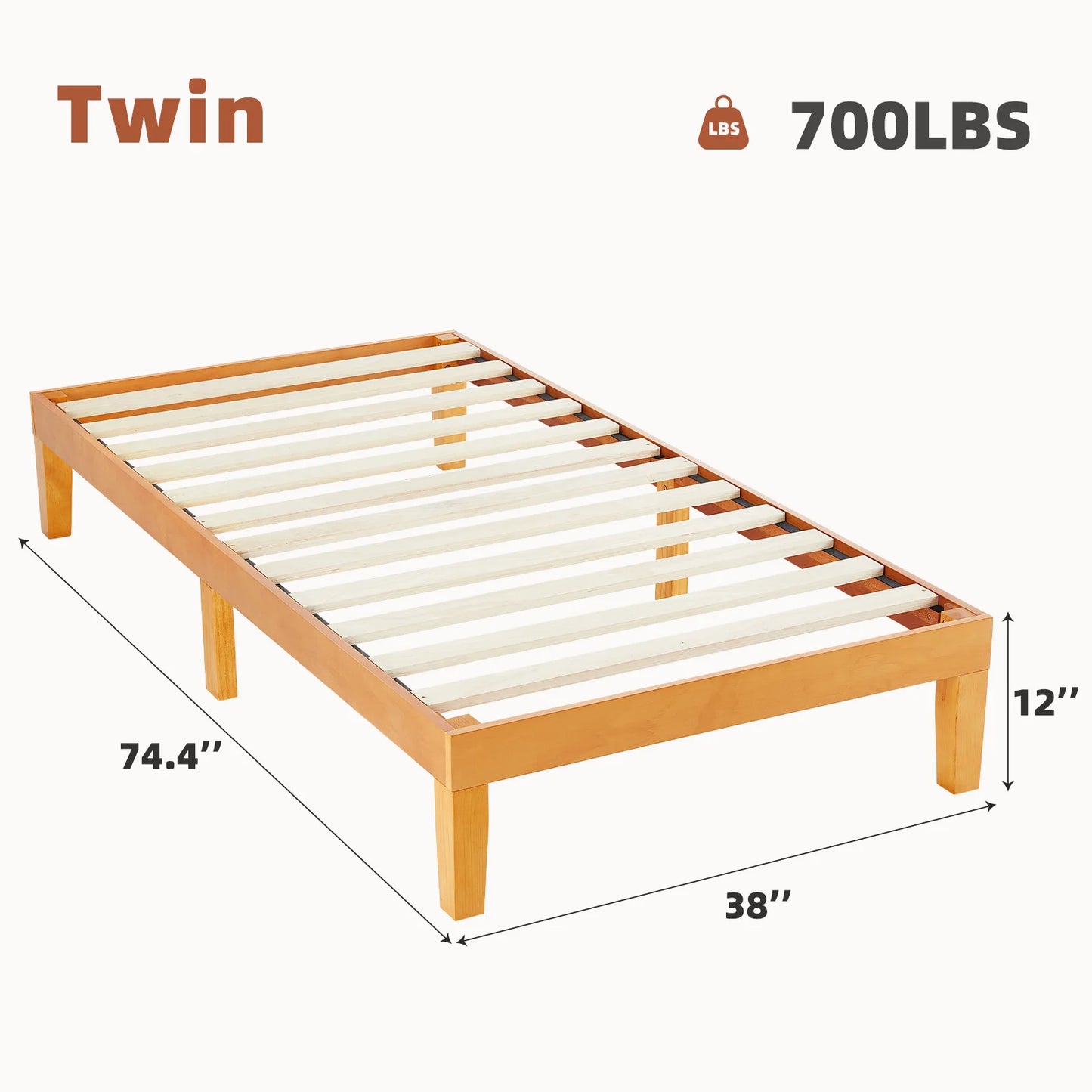 JHK Queen Solid Wood Bed Frame With Sturdy Slat Support No Box Spring Needed Easy Assembly Eco Friendly For Living Room