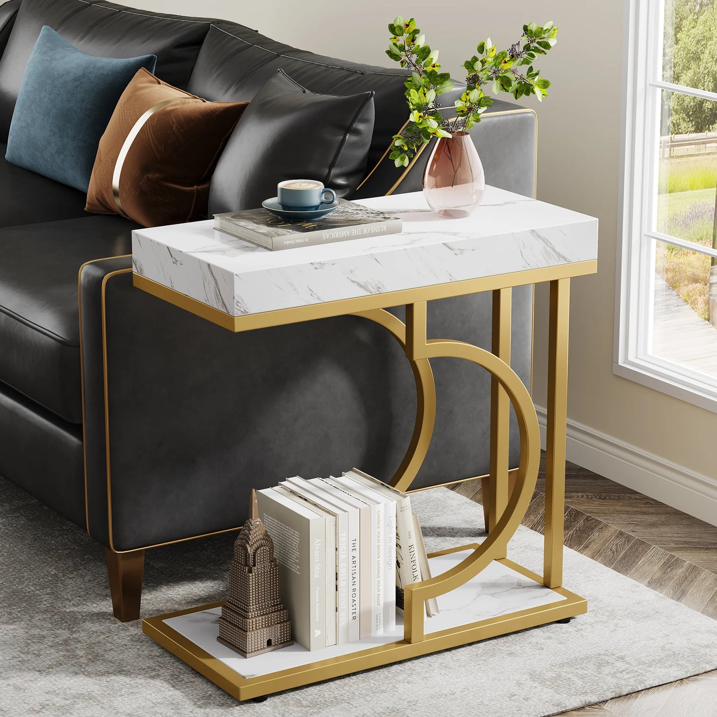 Tribesigns C Shaped End Table Modern Bedside Table Stand