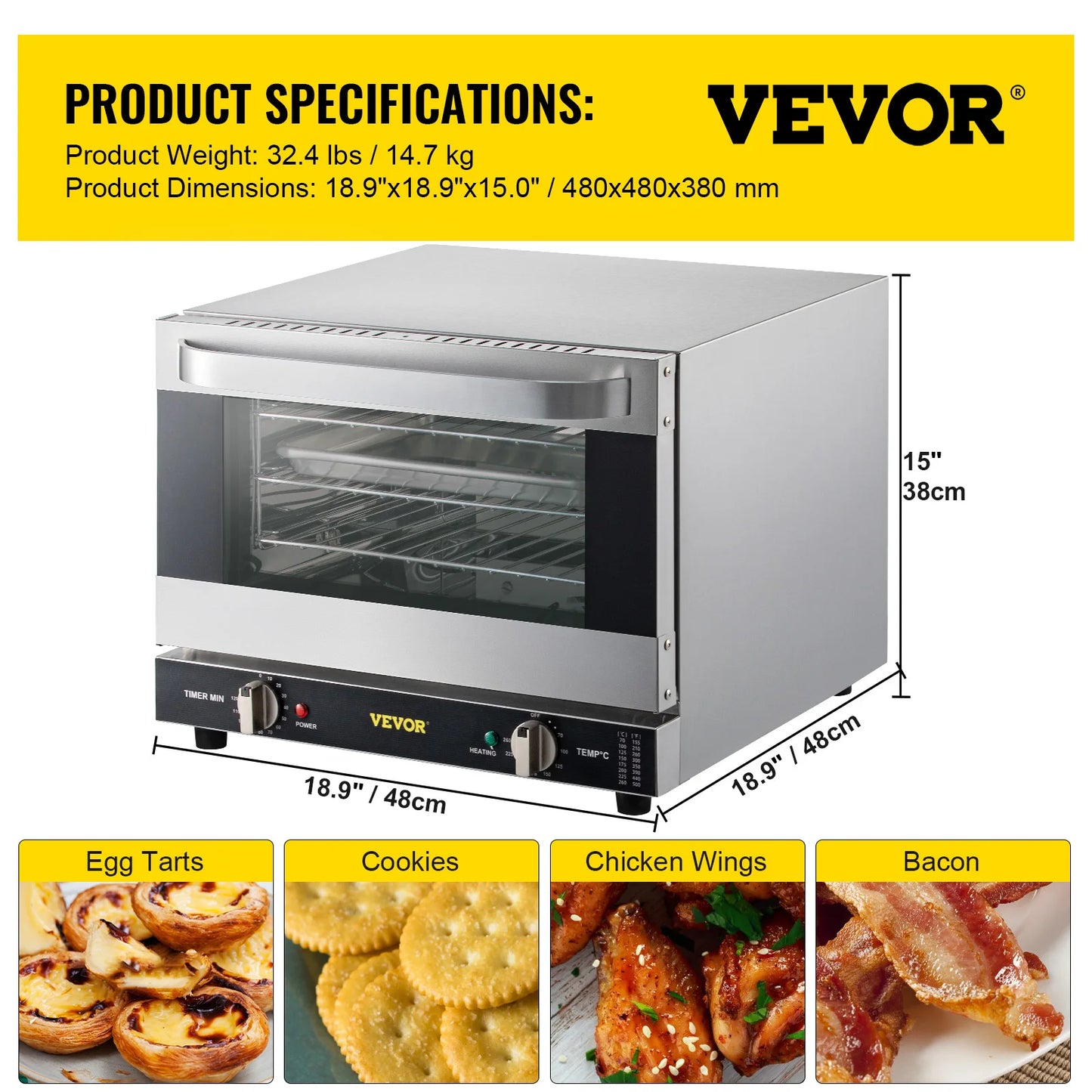 SucceBuy Electric Oven Commercial Multifunction Countertop Convection Oven