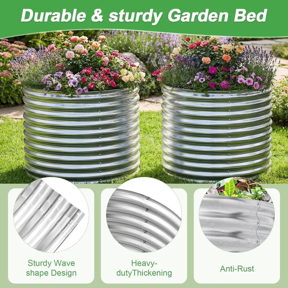 Galvanized Steel Raised Garden Beds Set Of 2 For Outdoor Use