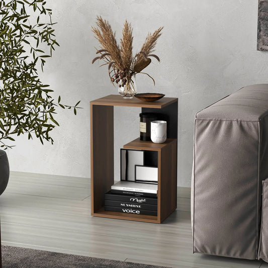 TUHOME Everet Wood Side Table Three Tier Modern Style