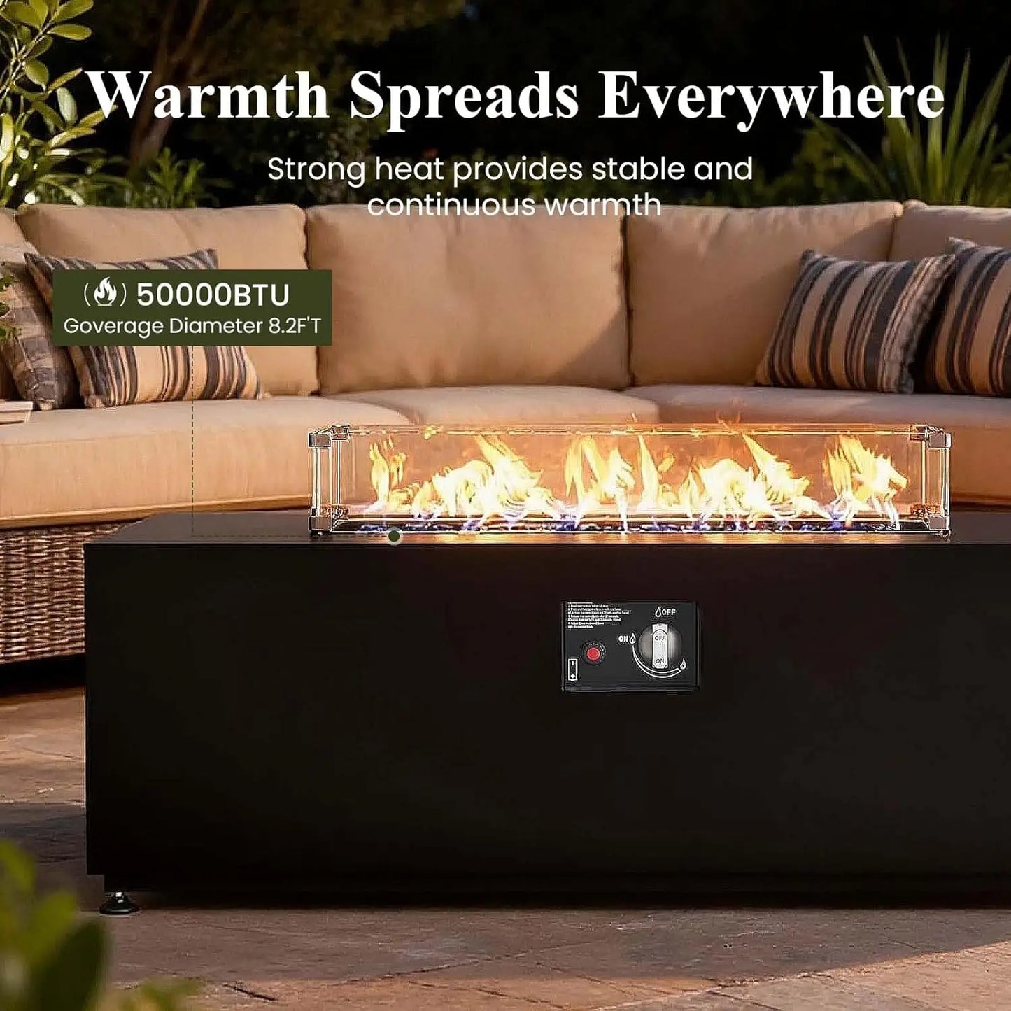 Outdoor Propane Fire Pit Table 55000 BTU With Cover