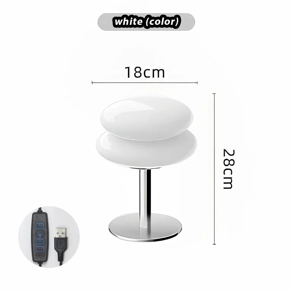 YNL Macaron Glass Table Lamp Trichromatic Dimming Night Light