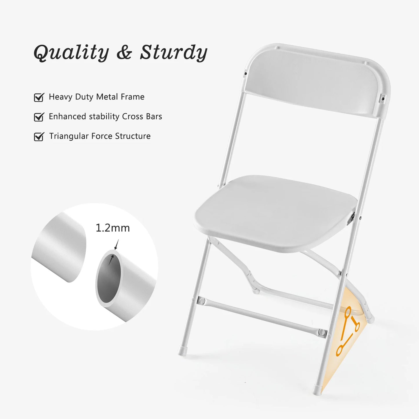 JHK Plastic Folding Chairs 330LB Load Capacity Living Room