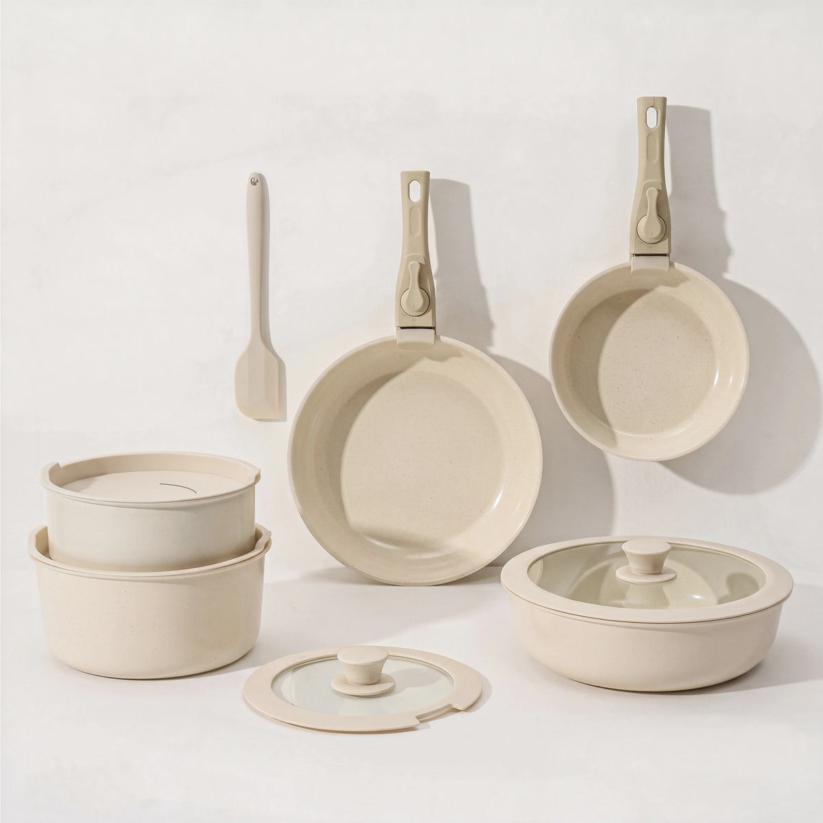 PFAS Free Ceramic Nonstick Induction Cookware Set With Detachable Handles