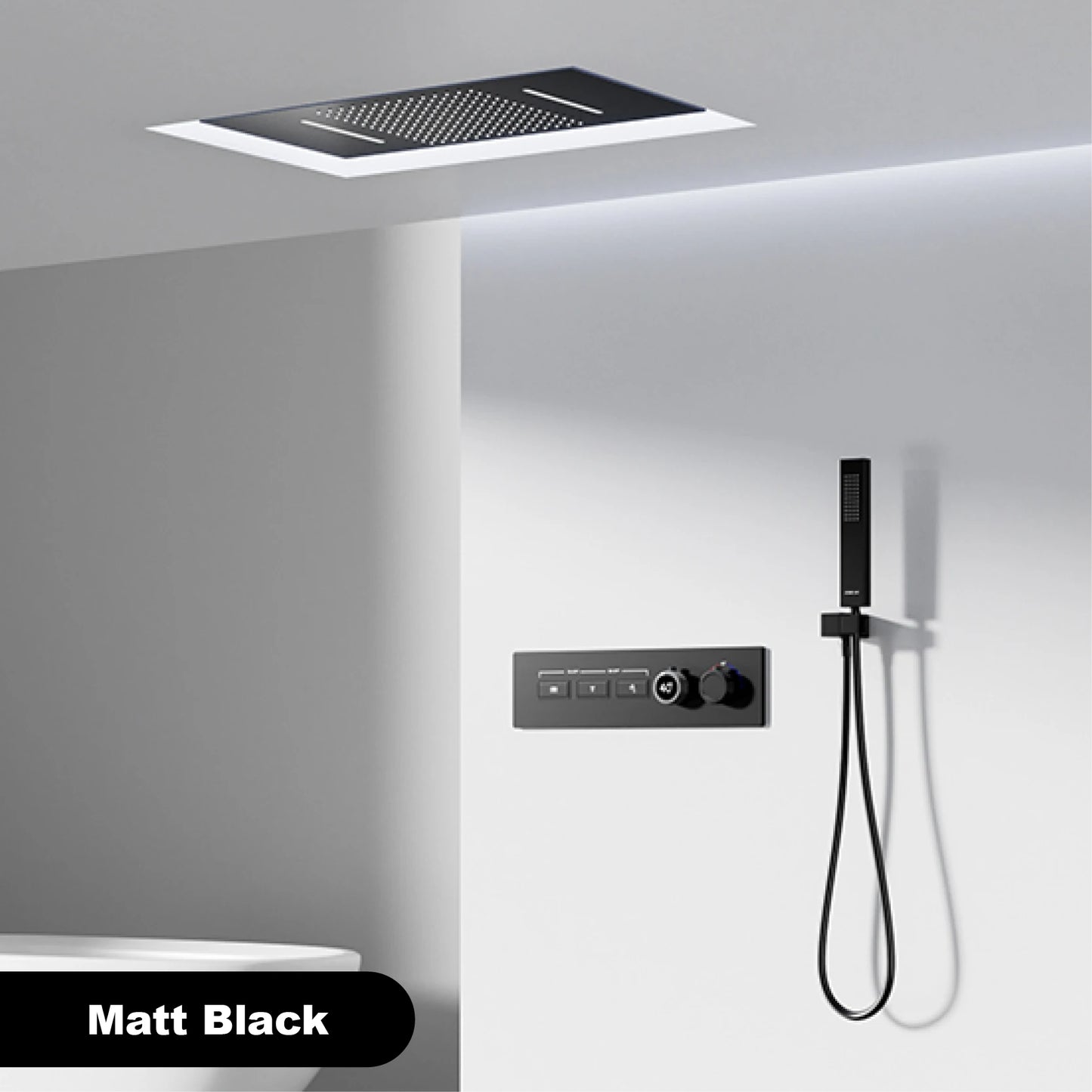 Gestana Luxury Ceiling Thermostatic Shower System 3 Function LED