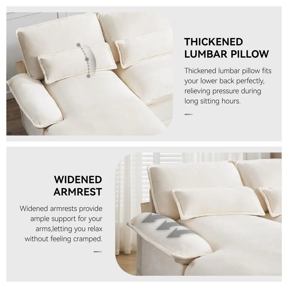 XMSJ U Shaped Cloud Modular Sectional Sofa With Chaise
