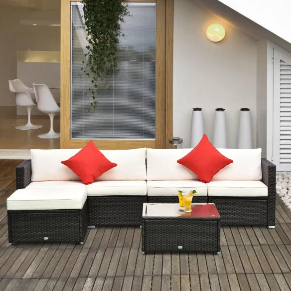 Tozey Outdoor Patio Sofa Sectional Set Weatherproof PE Rattan