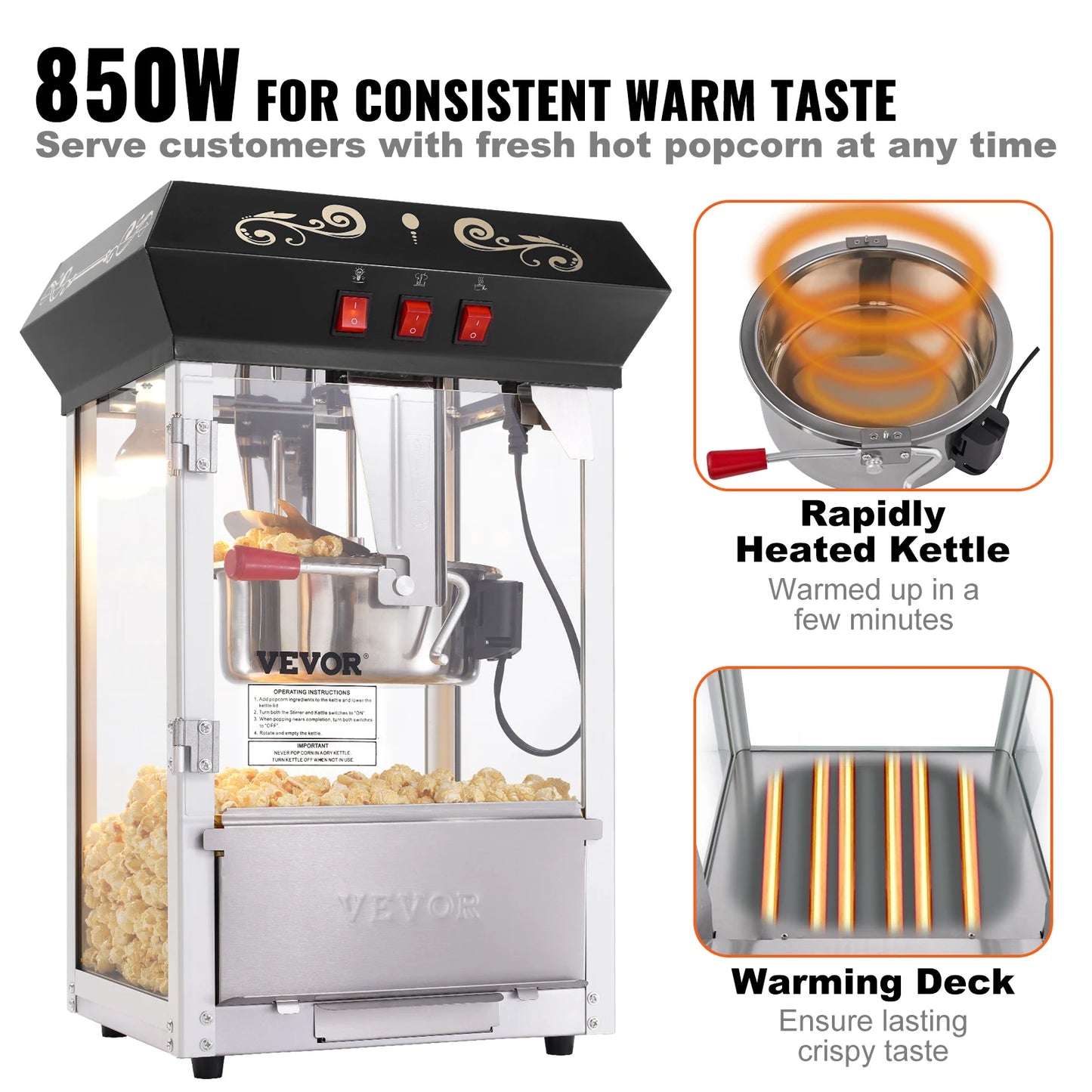 SucceBuy Popcorn Popper Maker With Tempered Glass Makes 48 Cups