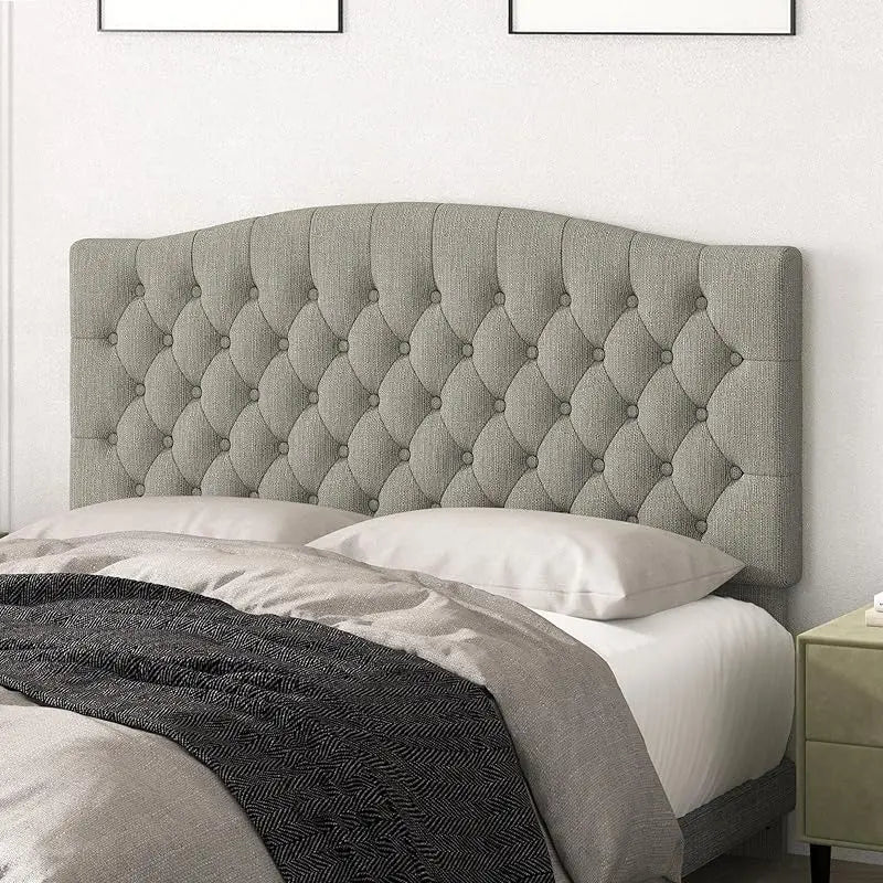King Headboard Only, Upholstered Head Board for Adjustable Bed Velvet Tufted Cal  Size Wall Mounted
