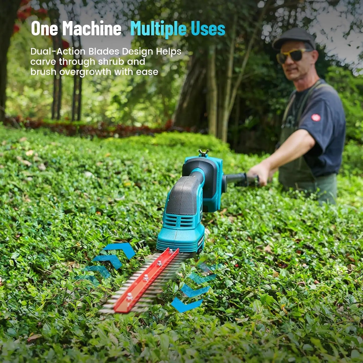 Seesii Cordless Pole Saw Electric Mini Chainsaw Hedge Trimmer Grass Shears