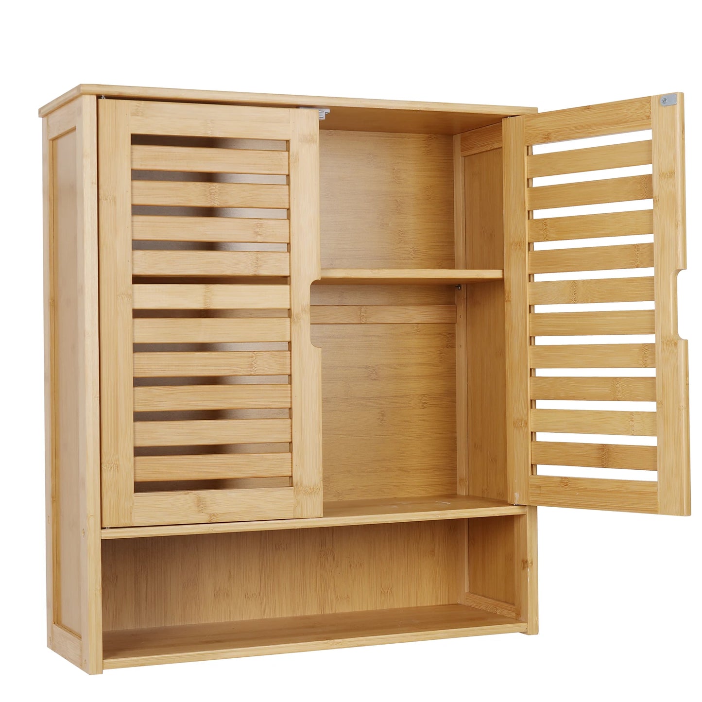 Wisfor Wall Mounted Bamboo Bathroom Cabinet Storage Shelf