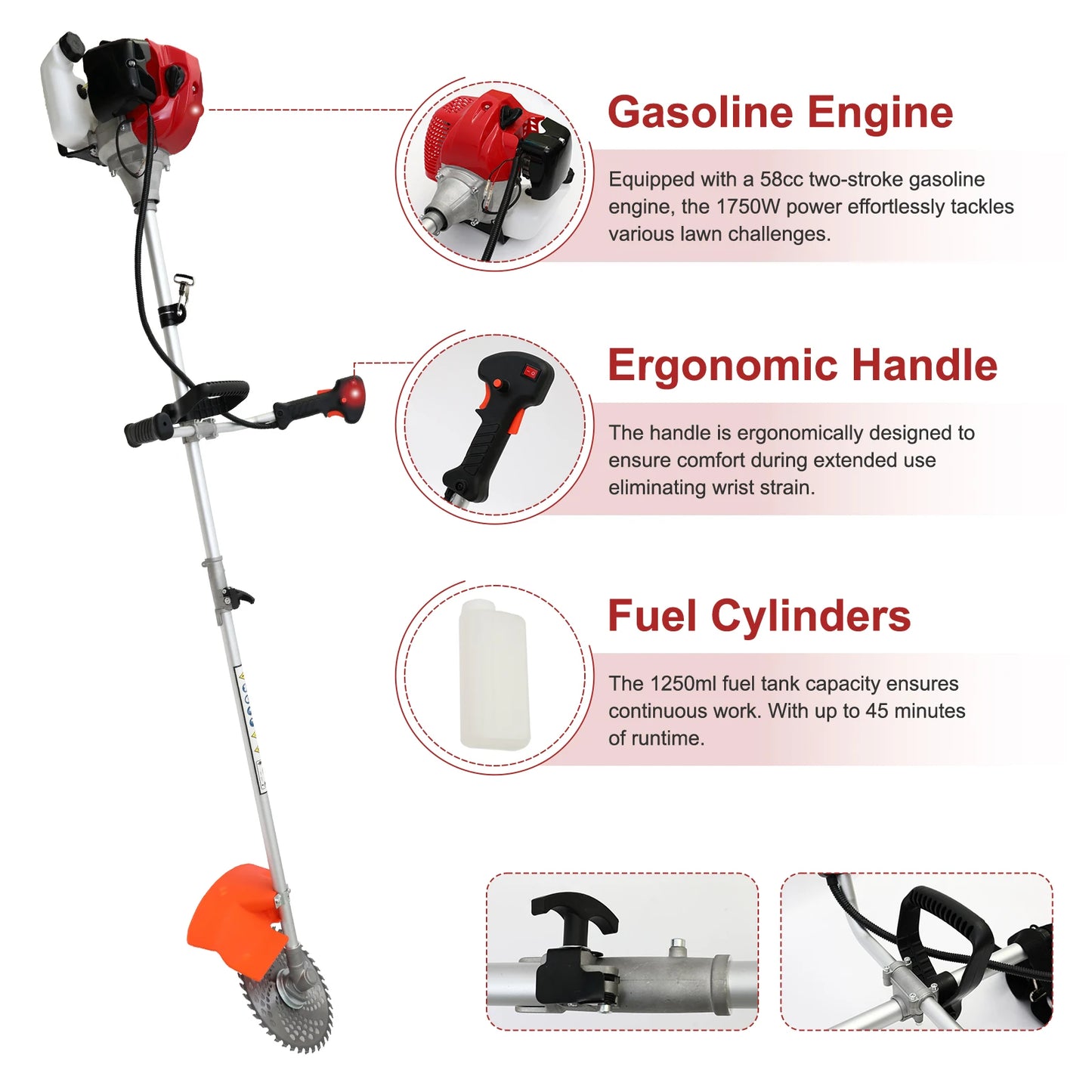 Gas Powered 52cc 4 In 1 Multifunction Weed Wacker Heads
