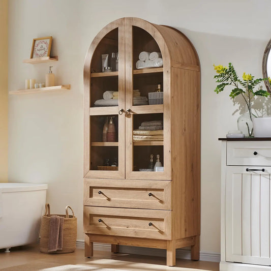 ANGDUO Arched Bathroom Cabinet 4 Tier With 2 Drawers