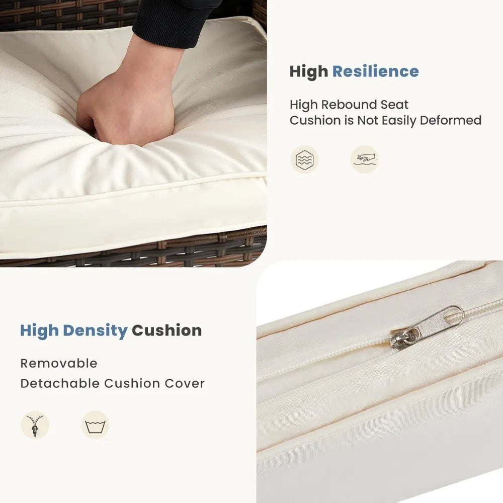 patio furniture set 4 pieces, outdoor wicker furniture with coffee table, modern rattan patio chairs conversation sets with sof