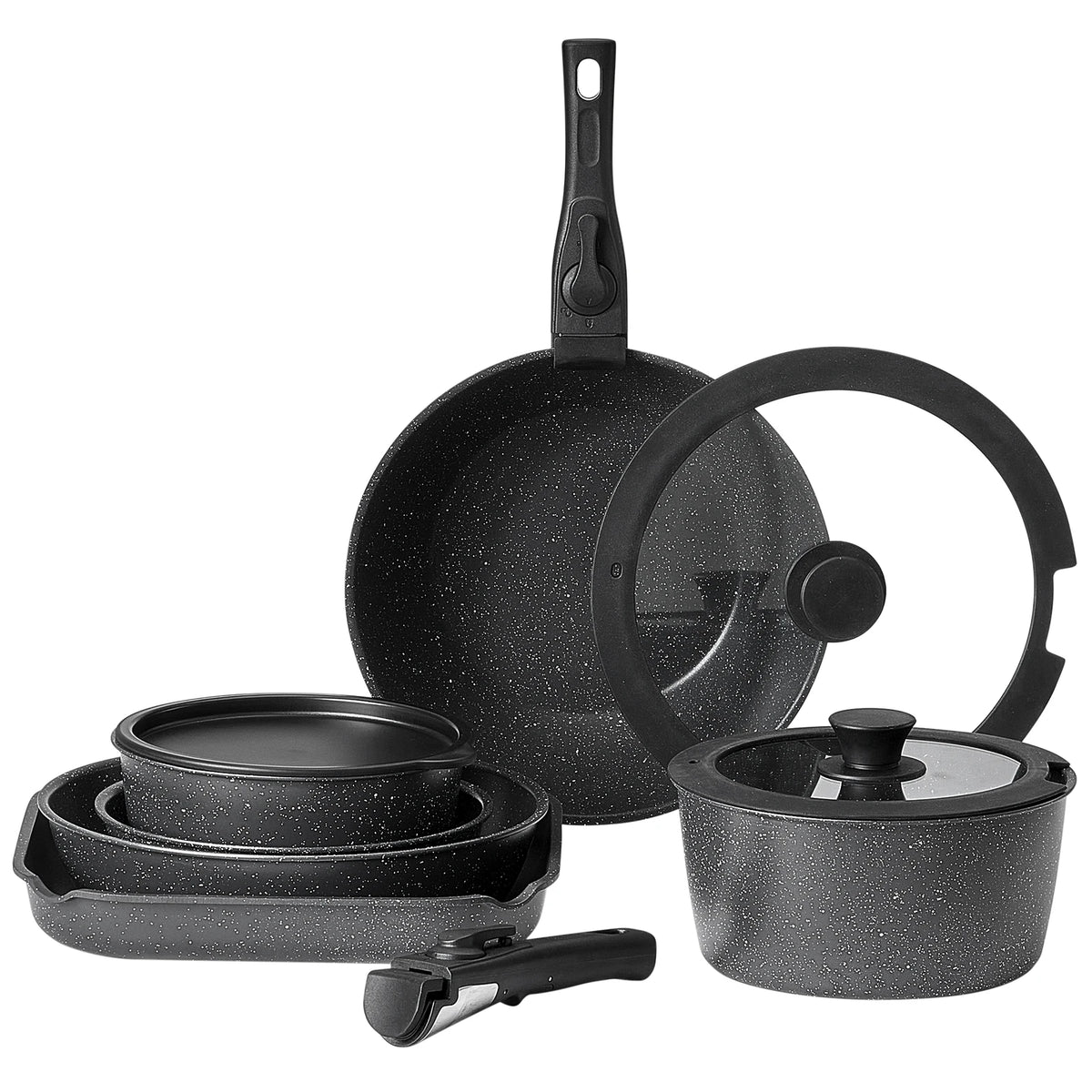 SucceBuy Nonstick Granite Cookware Set for Induction Cooking