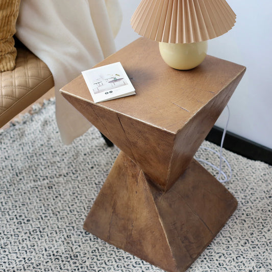 Wisfor Lightweight Concrete Triangle Side Table For Indoor Outdoor Use