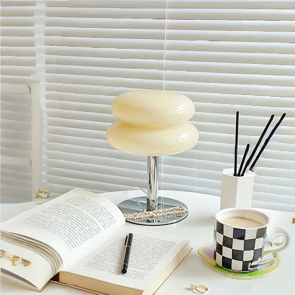 YNL Macaron Glass Table Lamp Trichromatic Dimming Night Light