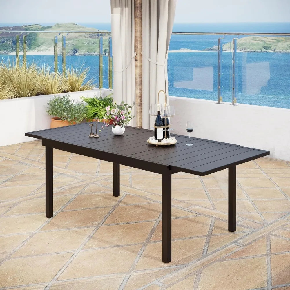 MKDK Outdoor Patio Dining Table Rectangular Alloy Steel