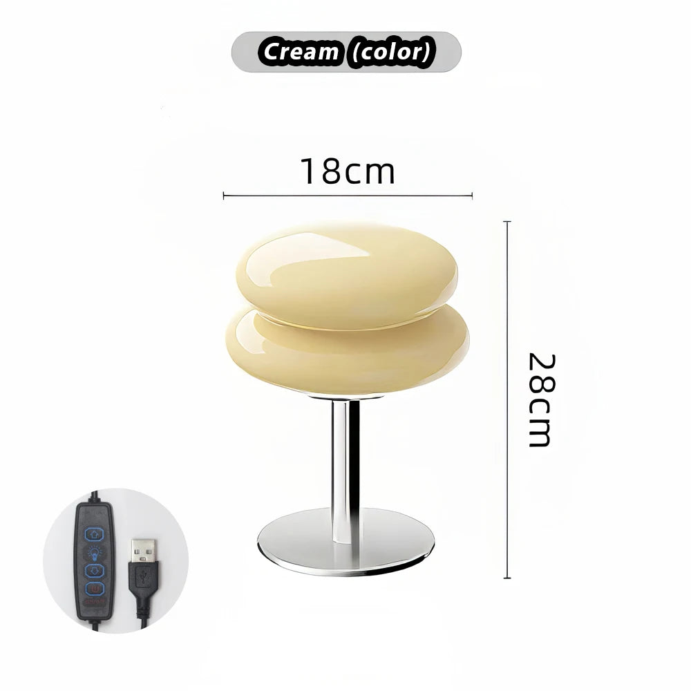 YNL Macaron Glass Table Lamp Trichromatic Dimming Night Light