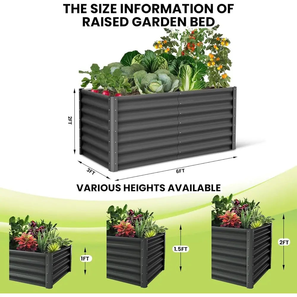 Ticify Galvanized Raised Garden Bed Outdoor Planter for Yard Gardens