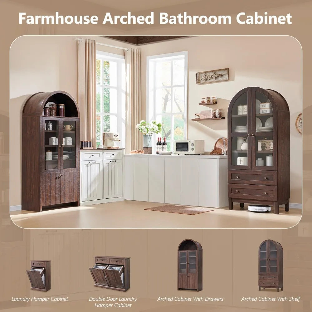 ANGDUO Arched Bathroom Cabinet 4 Tier With 2 Drawers