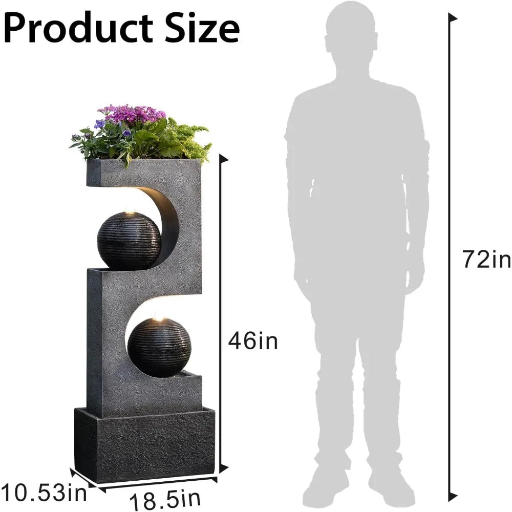 Bumilgar Outdoor Water Fountain With LED Light Sphere
