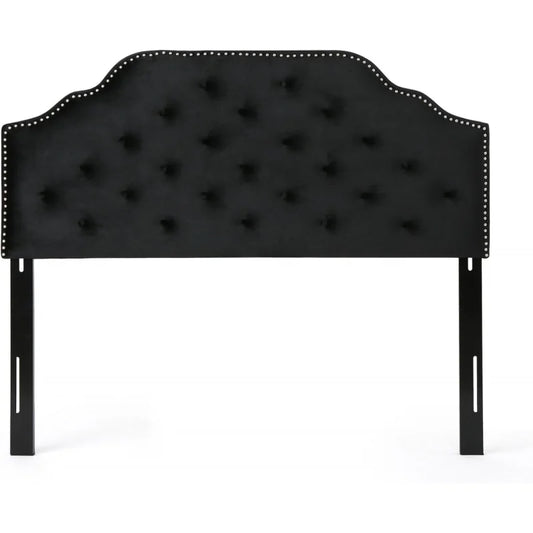 (UUX) Home Silas Velvet Headboard, Queen / Full,  Black UZ