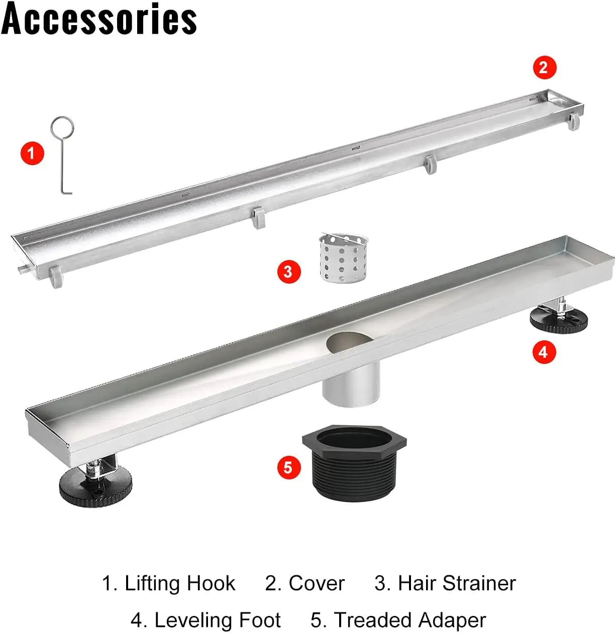 Linear Shower Drain Stainless Steel Tile Insert With Hair Strainer