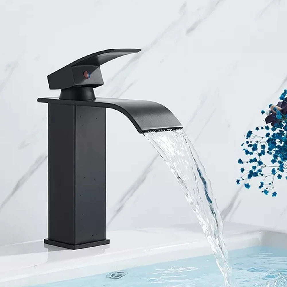 MYQualife Waterfall Bathroom Faucet Single Hole Vessel Sink