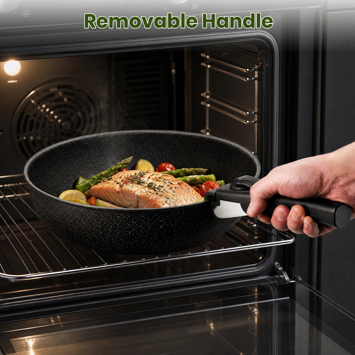 PFAS Free Ceramic Nonstick Induction Cookware Set With Detachable Handles