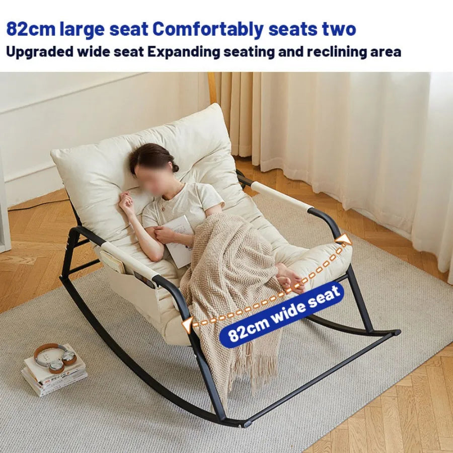 Oversized Bird Nest Rattan Rocking Chair With Cushions For Outdoor Terrace And Living Room