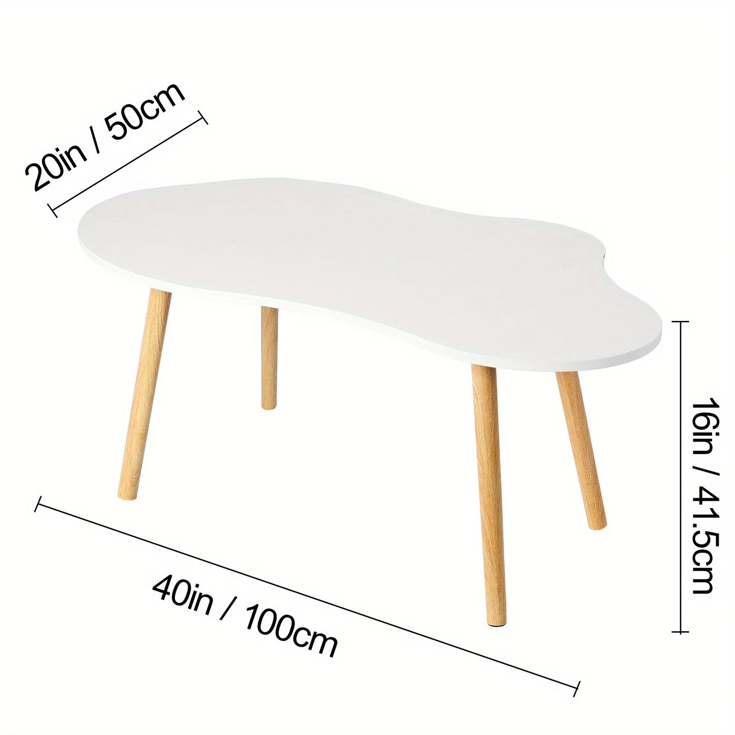 Modern Cloud Shaped Coffee Table Pedestal Wood Minimalist Design