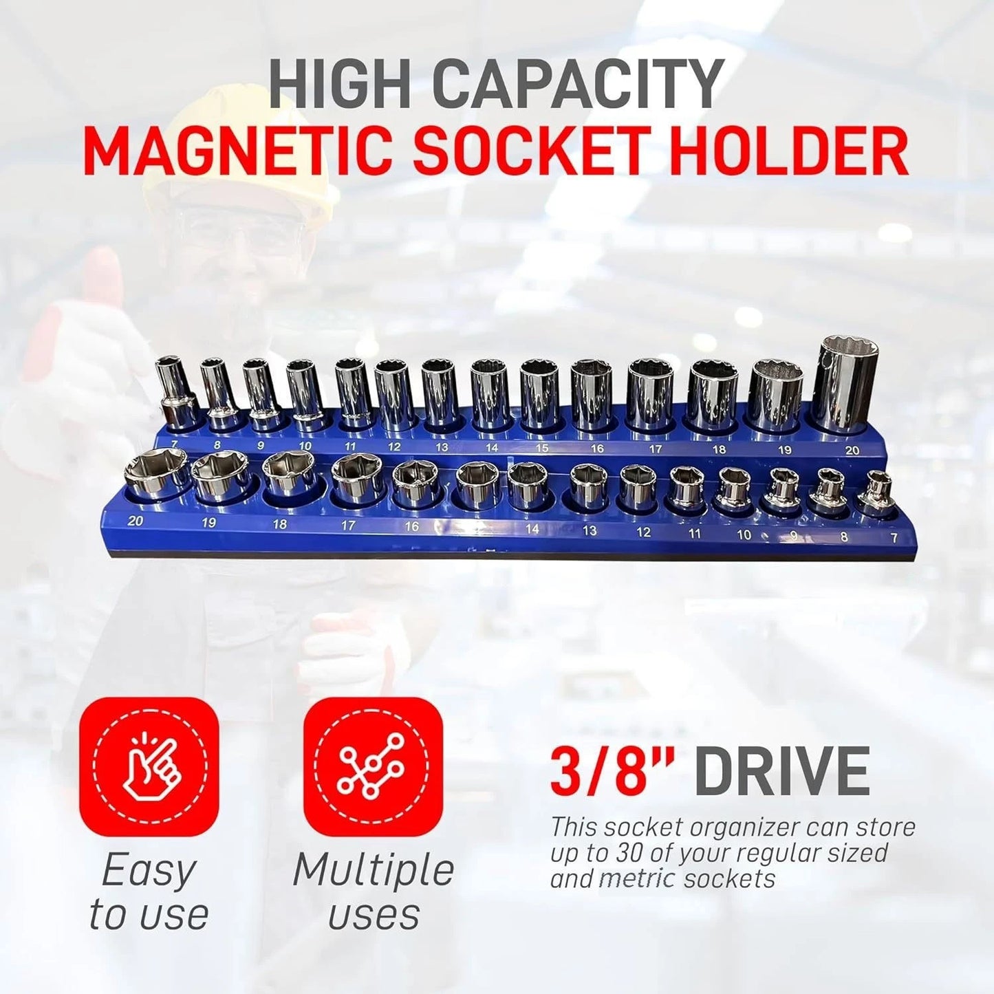Hign-concerned Magnetic Socket Organizer 6 Piece Tool Set