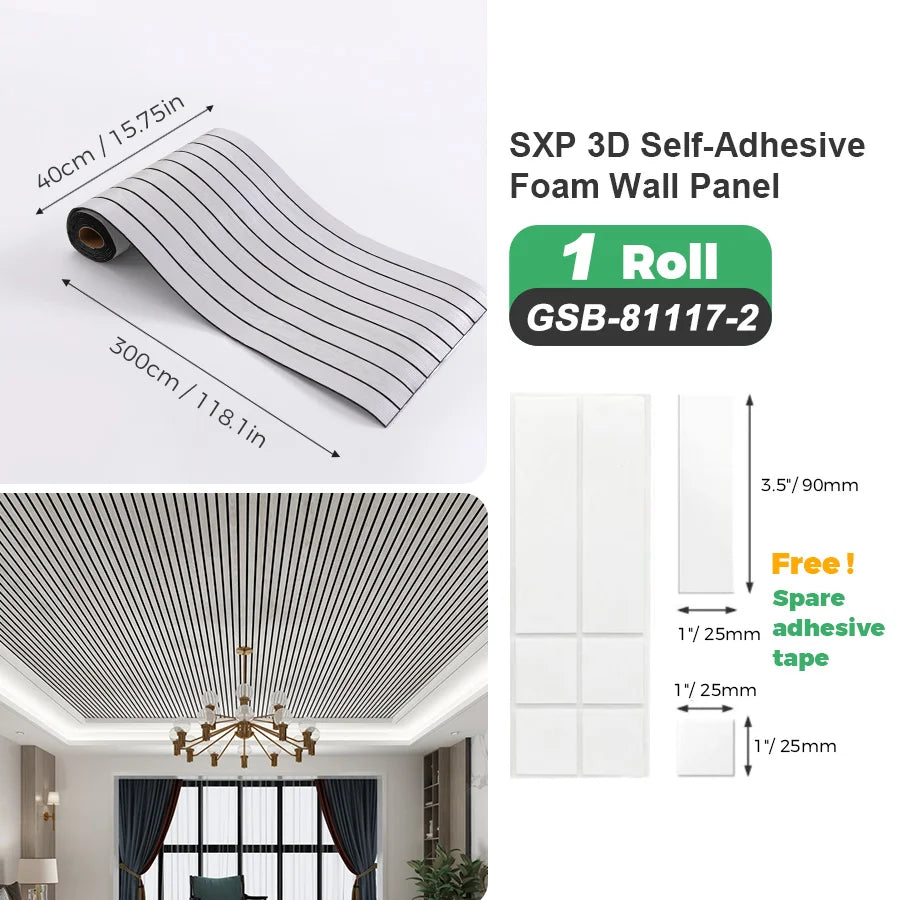 1 Roll Self-Adhesive Grid Wall Sticker SXP Wallpaper Sticker 15.75x118.11inch(12.91 Sq.Ft) Peel and Stick, Suitable for any room