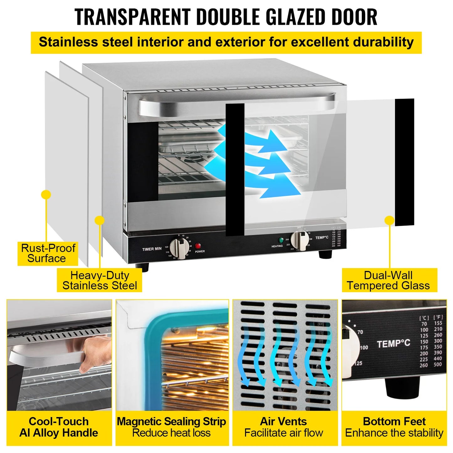 SucceBuy Electric Oven Commercial Multifunction Countertop Convection Oven