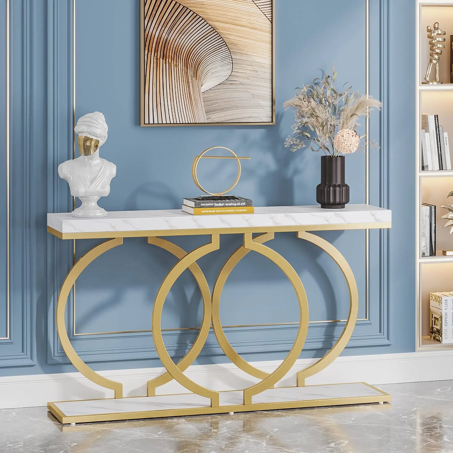 Tribesigns Faux Marble Console Table Modern Entryway Sofa Table