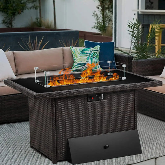 Propane Fire Pit Table Gas Fire Pit Glass Wind Guard