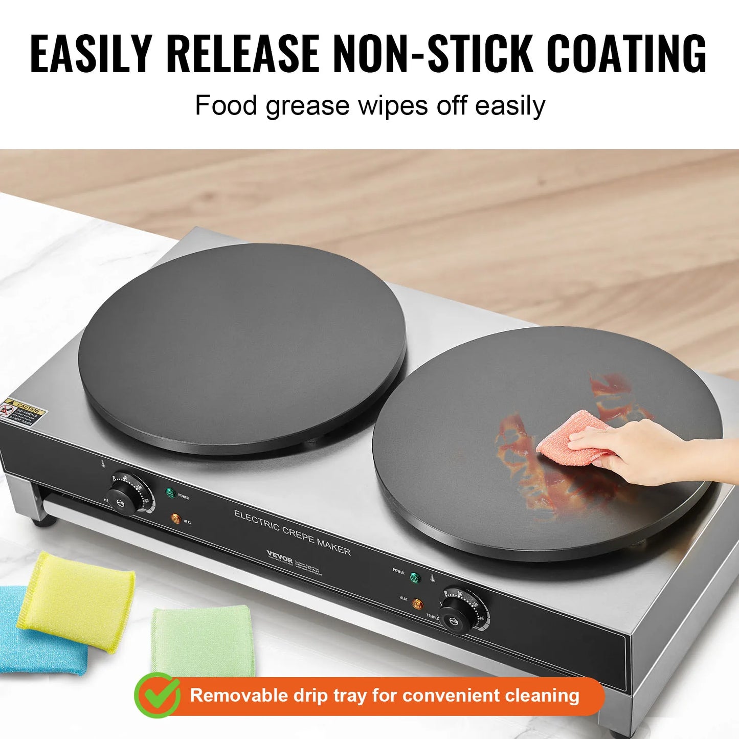 SucceBuy Double Head Electric Crepe Maker Commercial Griddle 3400W