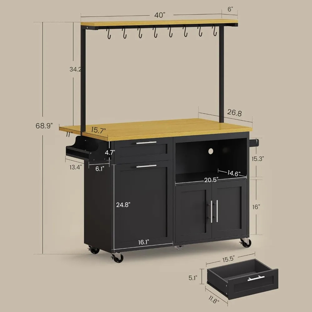 Hign Concerned Rolling Kitchen Island Wheels With Drop Leaf