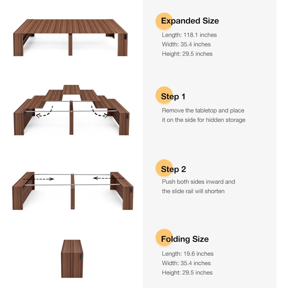 DAFIFY Modern Extendable Dining Table With Outlet Storage