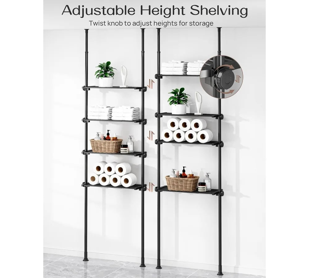 High-concerned Adjustable Over Toilet Storage Shelf 4 Tier Organizer